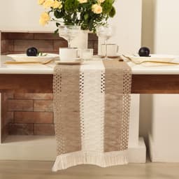 Дорожка на стол «Этель. Сканди узор», 32×150 см, 50% хлопок, 50% лён, коричневая