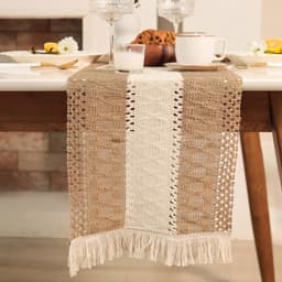 Дорожка на стол «Этель. Сканди узор», 32×150 см, 50% хлопок, 50% лён, коричневая