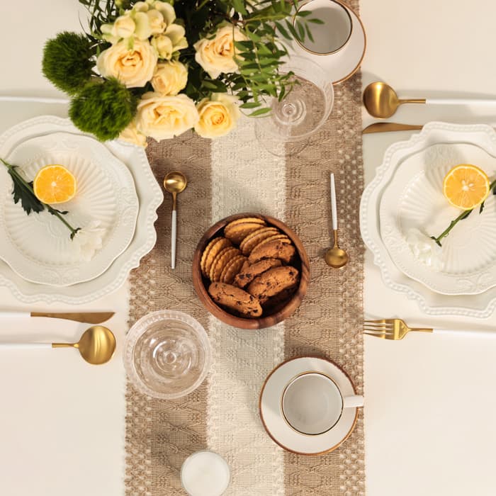 Дорожка на стол «Этель. Сканди узор», 32×150 см, 50% хлопок, 50% лён, коричневая