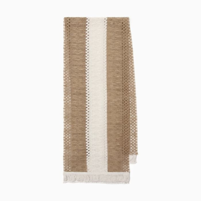 Дорожка на стол «Этель. Сканди узор», 32×150 см, 50% хлопок, 50% лён, коричневая