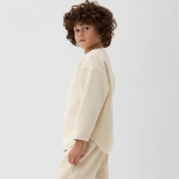 Свитшот детский флисовый MINAKU: Fleece Soft, бежевый, рост 122-128 см