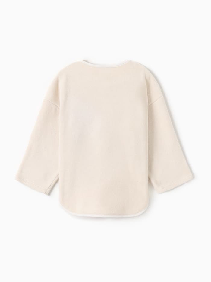 Свитшот детский флисовый MINAKU: Fleece Soft, бежевый, рост 122-128 см