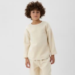 Свитшот детский флисовый MINAKU: Fleece Soft, бежевый, рост 128-134 см