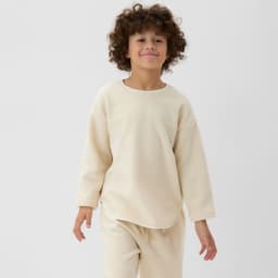 Свитшот детский флисовый MINAKU: Fleece Soft, бежевый, рост 128-134 см