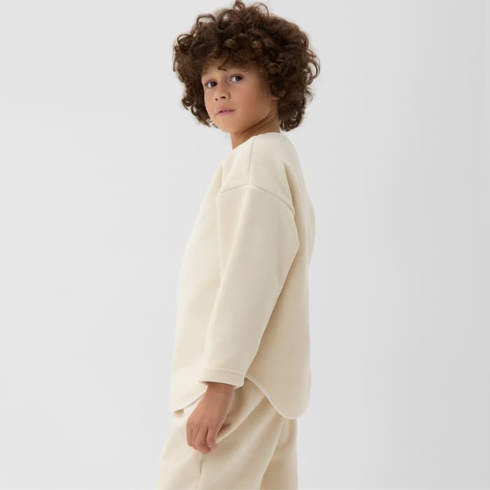 Свитшот детский флисовый MINAKU: Fleece Soft, бежевый, рост 134-140 см