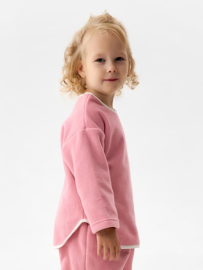 Свитшот для девочки флисовый MINAKU: Fleece Soft, розовый, рост 116-122 см