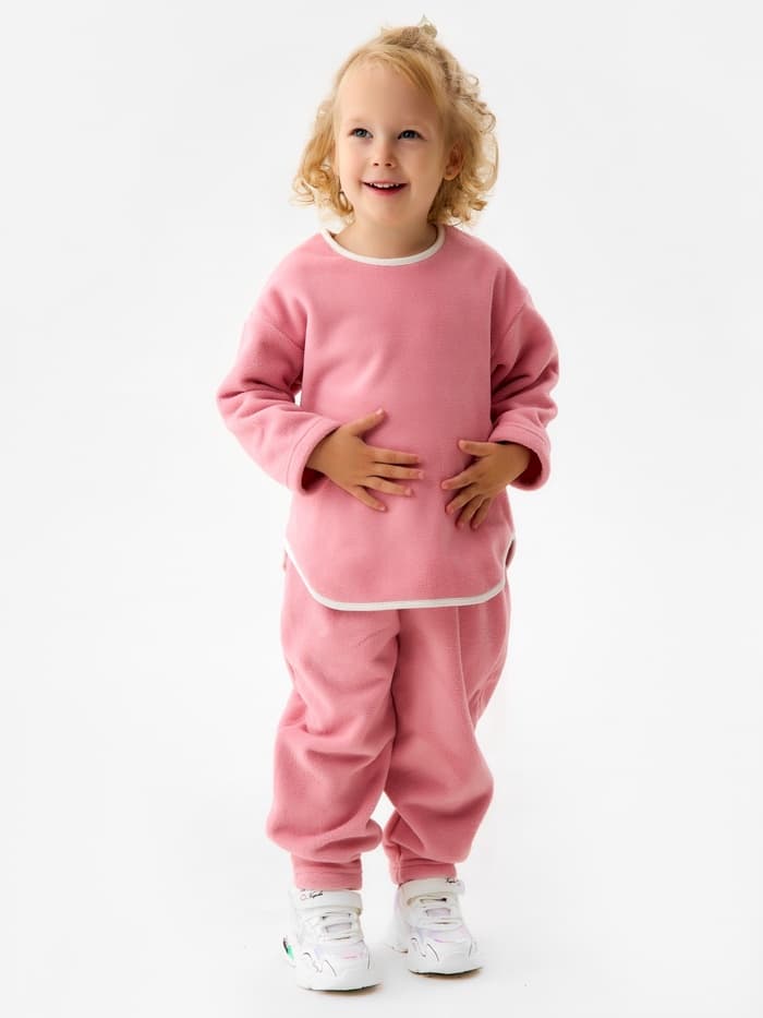 Свитшот для девочки флисовый MINAKU: Fleece Soft, розовый, рост 116-122 см