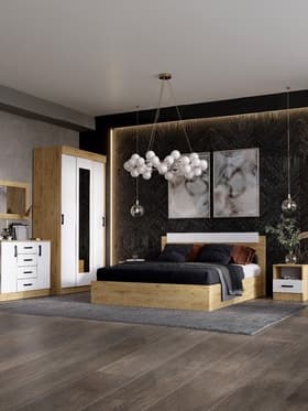 Спальный гарнитур «ЭКО», комплект 6 предметов, цвет белый/дуб вотан