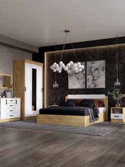 Спальный гарнитур «ЭКО», комплект 6 предметов, цвет белый/дуб вотан