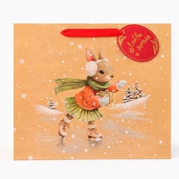 Пакет подарочный новогодний ламинированный «Зайка на льду», люкс, 36×32×12 см