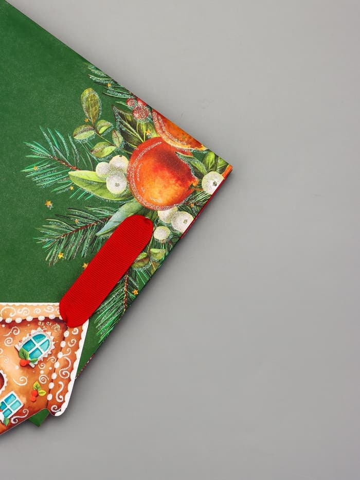 Пакет подарочный новогодний ламинированный с тиснением «Уют», люкс, 18×22.3×10 см