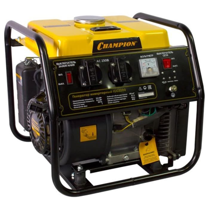 Генератор бензиновый инверторный CHAMPION IGG 3200, 4Т, 3.5 кВт, 220 В, 5.7 л, ручной старт