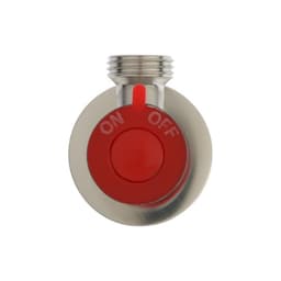 Кран угловой ZEIN engr, 1/2" × 1/2", кран-букса латунь/керамика, нерж. сталь, сатин/красный