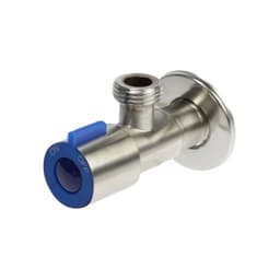 Кран угловой ZEIN engr, 1/2" × 1/2", кран-букса латунь/керамика, нерж. сталь, сатин/синий