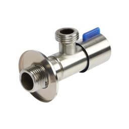 Кран угловой ZEIN engr, 1/2" × 1/2", кран-букса латунь/керамика, нерж. сталь, сатин/синий