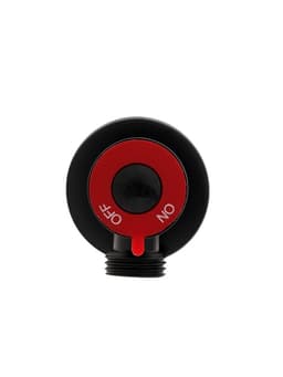 Кран угловой ZEIN engr, 1/2" × 1/2", кран-букса латунь/керамика, нерж.сталь, черный/красный