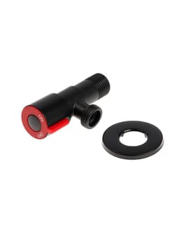 Кран угловой ZEIN engr, 1/2" × 1/2", кран-букса латунь/керамика, нерж.сталь, черный/красный