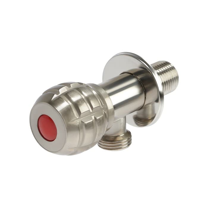 Кран угловой ZEIN engr, 1/2" × 1/2", кран-букса латунь/керамика, нерж. сталь, сатин