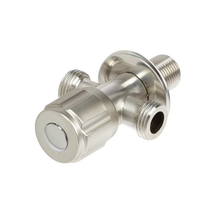 Кран двойной ZEIN engr, 1/2" × 1/2", один вентиль, кран-букса керамика, нерж. сталь, сатин