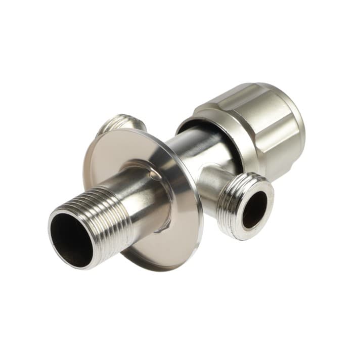 Кран двойной ZEIN engr, 1/2" × 1/2", один вентиль, кран-букса керамика, нерж. сталь, сатин