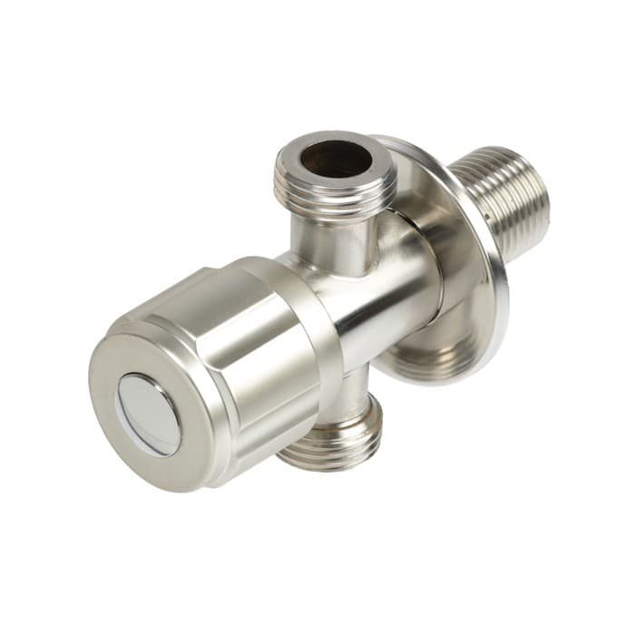 Кран двойной ZEIN engr, 1/2" × 1/2", один вентиль, кран-букса керамика, нерж. сталь, сатин