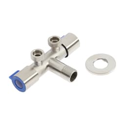 Кран двойной ZEIN engr, 1/2" × 1/2", два вентиля, кран-букса керамика, нерж. сталь, сатин