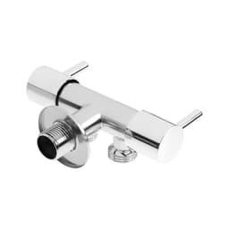 Кран двойной ZEIN engr, 1/2" × 1/2", два вентиля, кран-букса керамика, нерж. сталь, хром