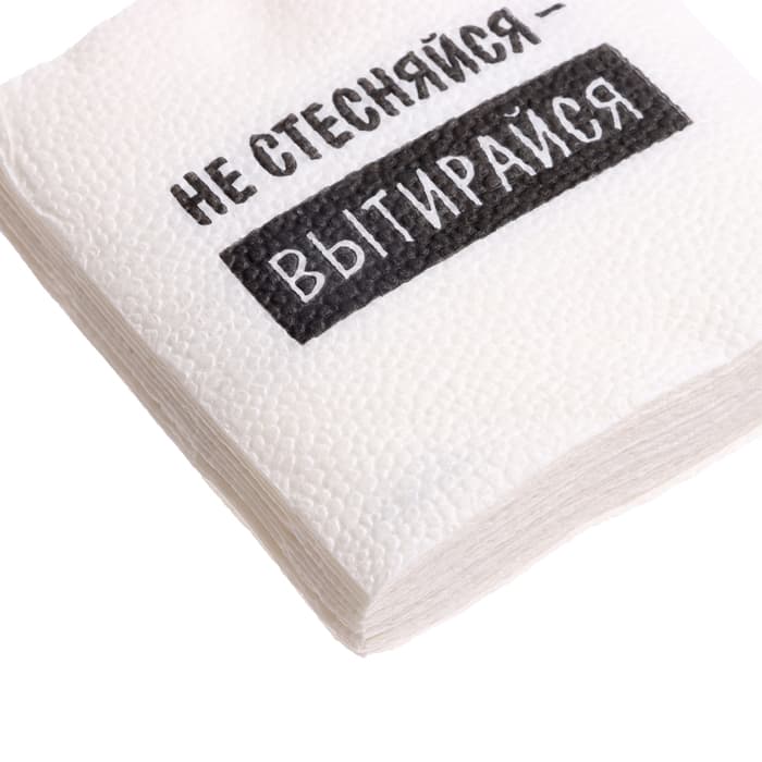 Салфетки бумажные однослойные «Не стесняйся-вытирайся», 24×24 см, набор 20 шт.