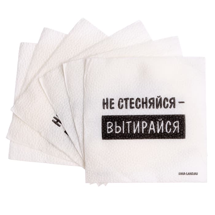 Салфетки бумажные однослойные «Не стесняйся-вытирайся», 24×24 см, набор 20 шт.