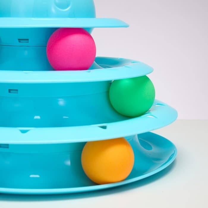 Игровой комплекс для кошек «Пижон», 24.5×24.5×13 см, с 3 шариками, голубой