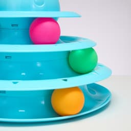 Игровой комплекс для кошек «Пижон», 24.5×24.5×13 см, с 3 шариками, голубой