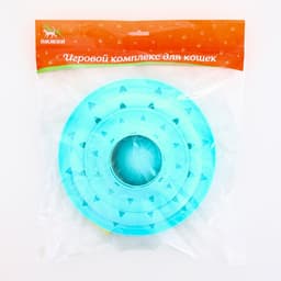 Игровой комплекс для кошек «Пижон», 24.5×24.5×13 см, с 3 шариками, голубой