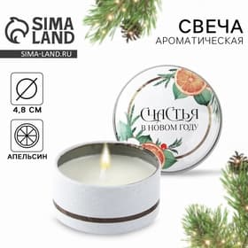 Свеча ароматическая, в железной банке «Счастья», апельсин, d=4.8 см