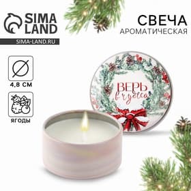 Свеча ароматическая, в железной банке «Верь в чудеса», ягоды, d=4.8 см