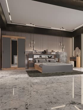 Спальный гарнитур «Бася», комплект 6 предметов, цвет графит/дуб крафт