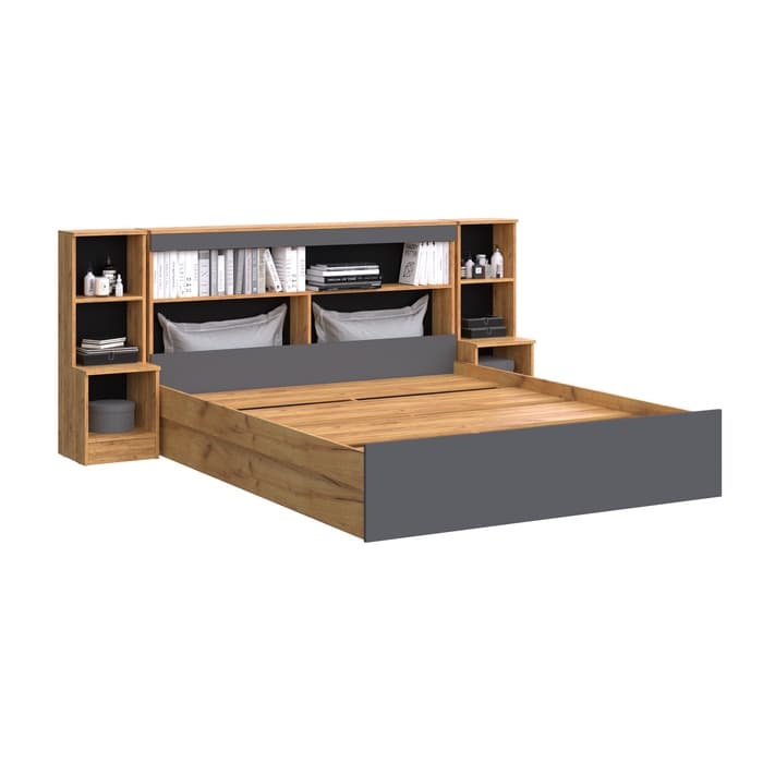 Спальный гарнитур «Бася», комплект 6 предметов, цвет графит/дуб крафт