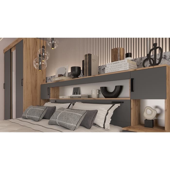 Спальный гарнитур «Бася», комплект 6 предметов, цвет графит/дуб крафт