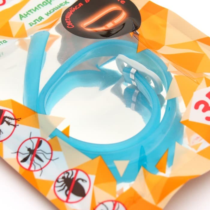 Биоошейник «ПИЖОН» для животных, от блох и клещей, светящийся в темноте, бирюзовый, 35 см