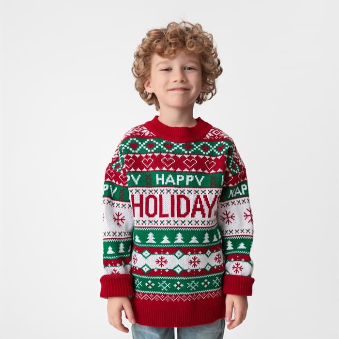 Джемпер детский новогодний вязаный KAFTAN: Holidays, зелёный, размер 34 (122-128 см)