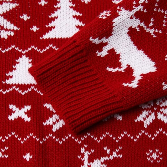 Джемпер детский новогодний вязаный KAFTAN: New Year с оленями, красный, размер 30 (98-104 см)