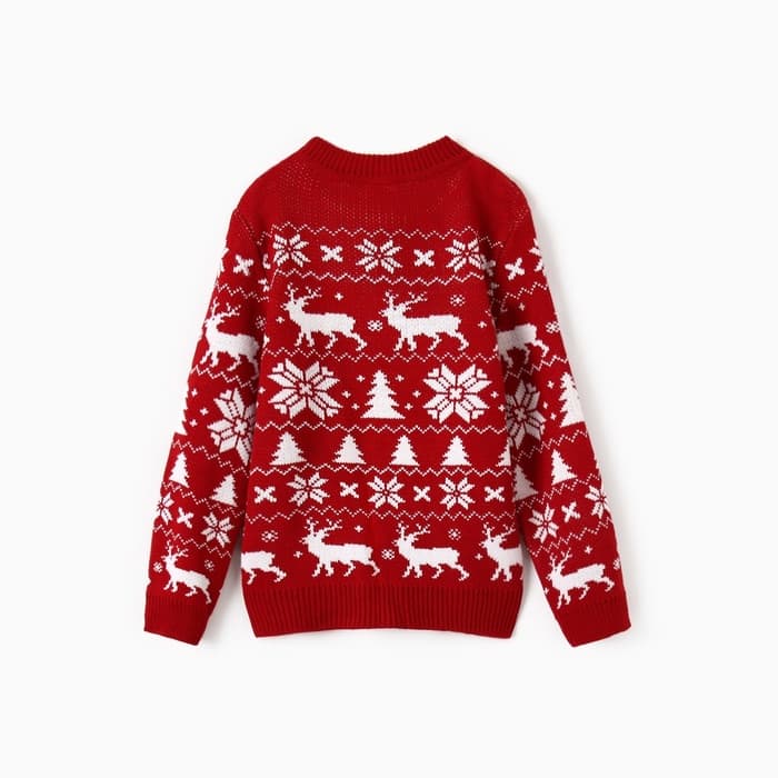 Джемпер детский новогодний вязаный KAFTAN: New Year с оленями, красный, размер 30 (98-104 см)