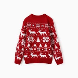 Джемпер детский новогодний вязаный KAFTAN: New Year с оленями, красный, размер 34 (122-128 см)