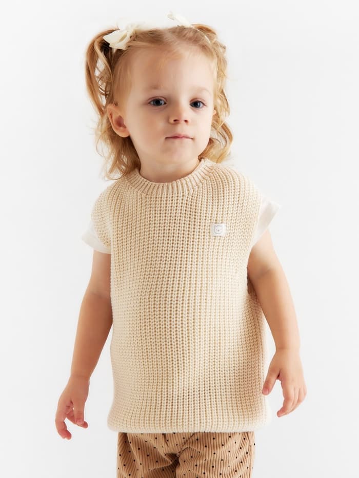 Жилет вязаный «Крошка Я», рост 86-92 см, молочный