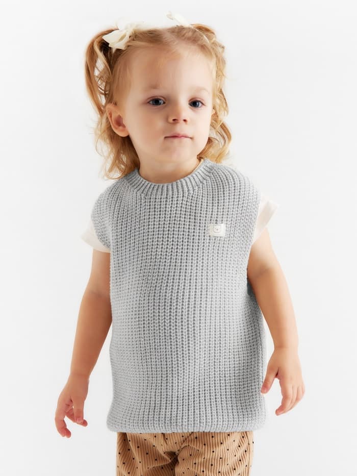 Жилет вязаный «Крошка Я», рост 86-92 см, серый