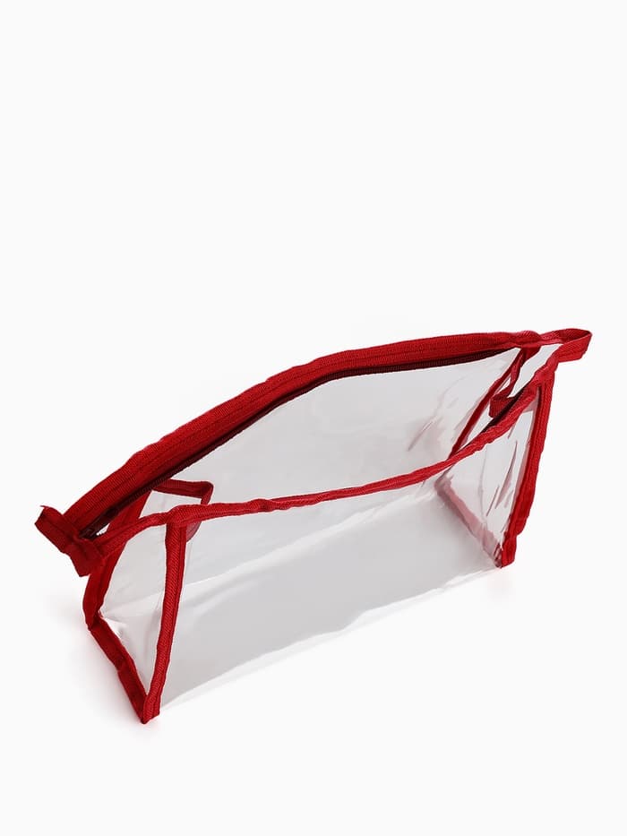 Набор простых косметичек 2 в 1 на молниях, с надписями, красный