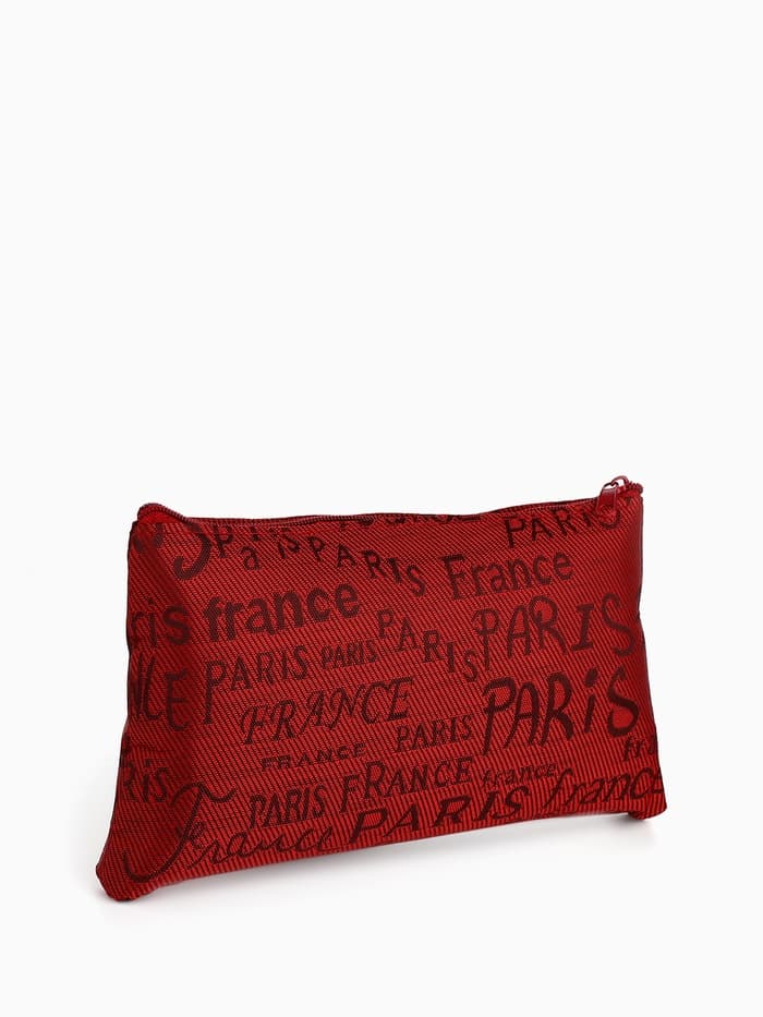 Набор простых косметичек 2 в 1 на молниях, с надписями, красный