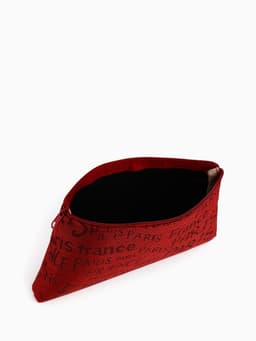 Набор простых косметичек 2 в 1 на молниях, с надписями, красный