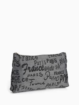 Набор простых косметичек 2 в 1 на молниях, с надписями, серый