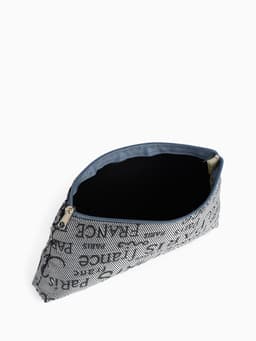 Набор простых косметичек 2 в 1 на молниях, с надписями, серый