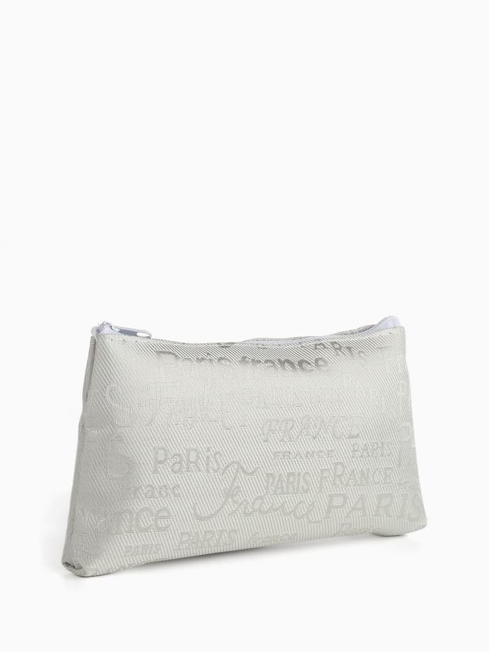 Набор простых косметичек 2 в 1 на молниях, с надписями, белый